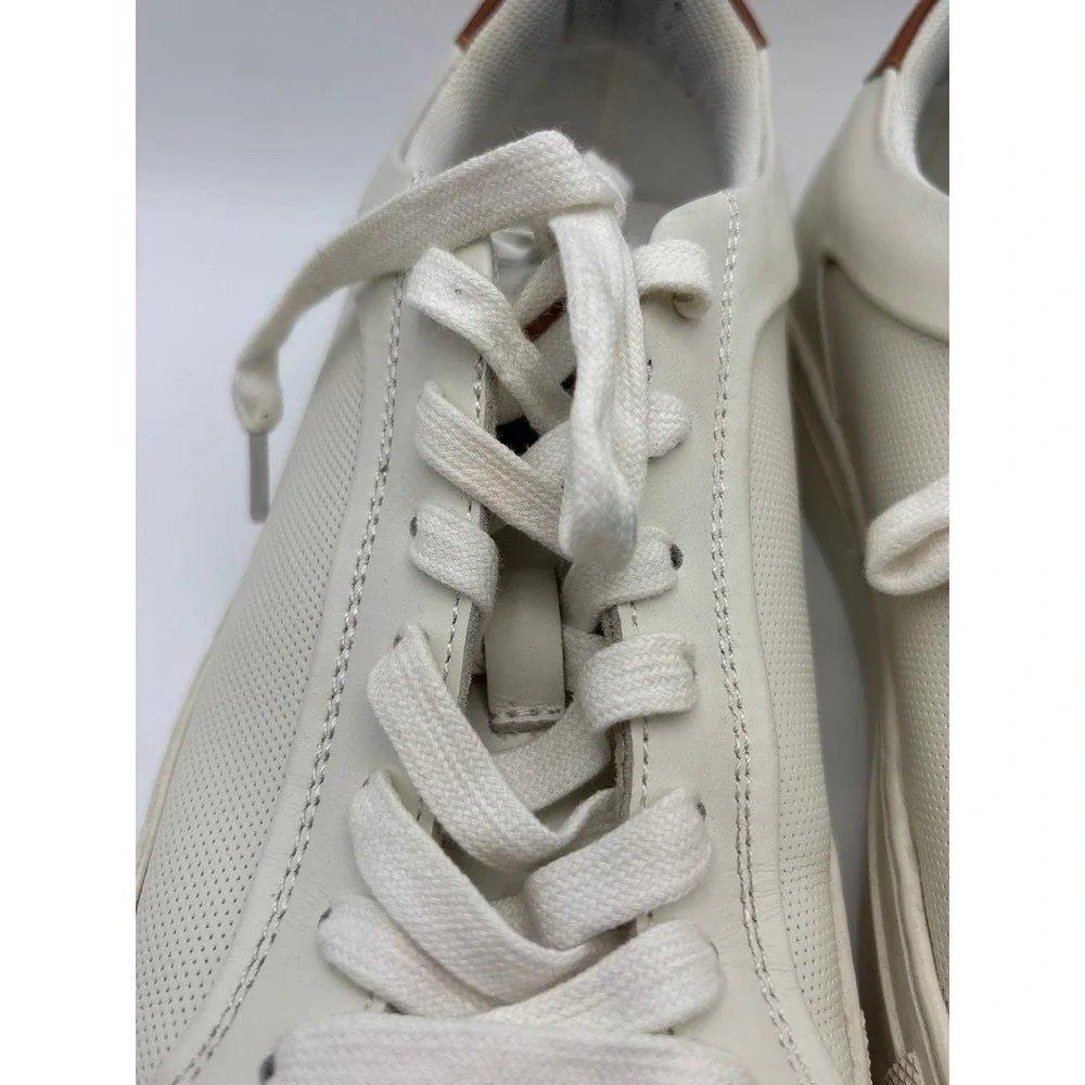 Steve Madden Finneas Men's Leather Sneakers Size 7.5 White Cream Brown Low Top